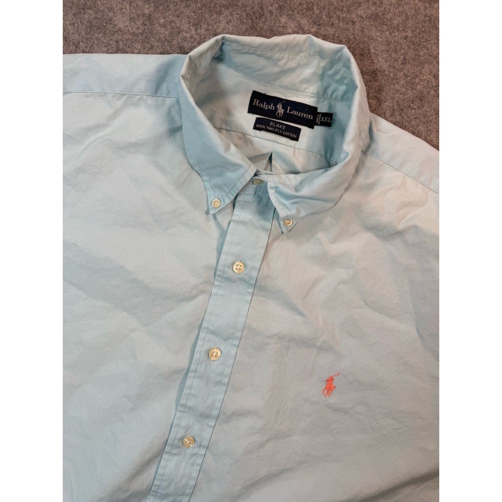 Ralph Lauren Blake Shirt Mens XXL Blue 100% Cotton Button Down Long Sleeve Polo